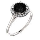 Black Black Onyx Ring in 14 Karat White Gold Onyx & 0.12 Carat Diamond Ring