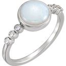 Shop 14 Karat White Gold Opal & 0.10 Carat Diamond Ring