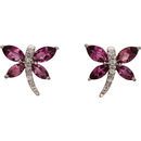 Buy 14 Karat White Gold Marquise Genuine Pink Tourmaline & .04 Carat Diamond Earrings