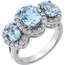 14 KT White Gold Sky Blue Topaz & .04 Carat TW Diamond Ring