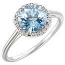 14 Karat White Gold Sky Blue Topaz and .05Carat Diamond Ring