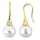 14 KT Yellow Gold .04 Carat TW Diamond & 10mm South Sea Cultured Pearl Earrings