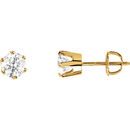 White Diamond Earrings in 14 Karat Yellow Gold 0.50 Carat Diamond Threaded Post Stud Earrings