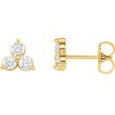 White Diamond Earrings in 14 Karat Yellow Gold 0.20 Carat Three-Stone Diamond Earrings