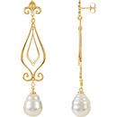 14 KT Yellow Gold 11mm South Sea Cultured Pearl & 1/6 Carat TW Diamond Earrings