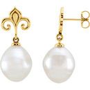 14 KT Yellow Gold 11mm South Sea Cultured Pearl Earrings