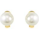 14 KT Yellow Gold 13mm Full Button South Sea Cultured Fashion Pearl Earrings