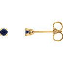 14 Karat Yellow Gold 2.5mm Round Blue Sapphire Earrings