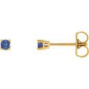 14 Karat Yellow Gold 2.5mm Round Blue Tanzanite Earrings