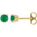 Shop 14 Karat Yellow Gold 4mm Round Emerald Earrings