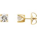 14 KT Yellow Gold 4mm Round Forever Classic Moissanite 4-Prong Stud Earrings