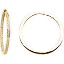 White Diamond Earrings in 14 Karat Yellow Gold 5/8 Carat Diamond Inside/Outside Hoop Earrings