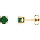 14 Karat Yellow Gold 5mm Round Emerald Earrings