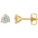 14 KT Yellow Gold 5mm Round Forever Classic Moissanite 3-Prong Stud Earrings