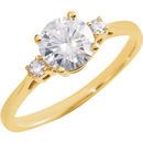 14 KT Yellow Gold 6.5mm Round Forever Classic Moissanite Accented Engagement Ring