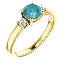 Buy 14 Karat Yellow Gold Blue Zircon & 0.12 Carat Diamond Ring