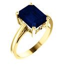 Genuine Chatham Created Sapphire Ring in 14 Karat Yellow Gold 9x7mm Scroll Setting Ring Mounting