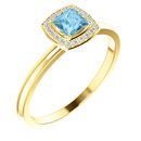 14 Karat Yellow Gold Aquamarine & .05 Carat Diamond Ring