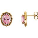 14 Karat Yellow Gold Baby Pink Topaz and 0.33 Carat Diamond Earrings with Backs