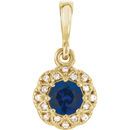Buy 14 Karat Yellow Gold Blue Sapphire & .04 Carat Diamond Pendant