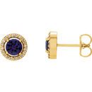 Shop 14 Karat Yellow Gold Blue Sapphire & 0.12 Carat Diamond Earrings