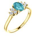 Buy 14 Karat Yellow Gold Blue Zircon  & 0.20 Carat Diamond Ring