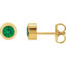 Genuine 14 Karat Yellow Gold Emerald Earrings