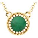 Genuine Emerald Necklace in 14 Karat Yellow Gold Emerald 