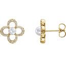 14 Karat Yellow Gold Freshwater Pearl & 0.25 Carat Diamond Earrings