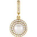 Shop 14 Karat Yellow Gold Freshwater Pearl & 0.12 Carat Diamond Pendant