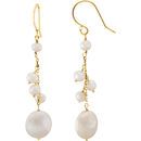 14 KT Yellow Gold Freshwater Cultured Pearl Dangle Earrings
