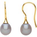 Buy 14 Karat Yellow Gold Gray Freshwater Pearl Earrings