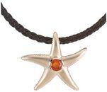 14 KT Yellow Gold Mexican Fire Opal Starfish Pendant