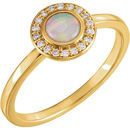 14 Karat Yellow Gold Opal & .08 Carat Diamond Ring