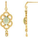 14 Karat Yellow Gold Peridot & .03 Carat Diamond Earrings