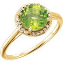 Shop 14 Karat Yellow Gold Peridot and .05Carat Diamond Ring