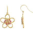 14 Karat Yellow Gold Gold Peridot & Pink Tourmaline Flower Earrings
