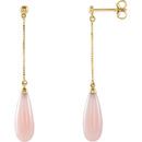 14 Karat Yellow Gold Pink Opal Earrings