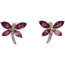 14 KT Yellow Gold Pink Tourmaline & .04 Carat TW Diamond Earrings