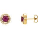 14 Karat Yellow Gold Pink Tourmaline & 0.12 Carat Diamond Earrings