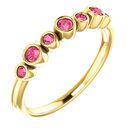 Genuine 14 Karat Yellow Gold Pink Tourmaline Bezel-Set Ring