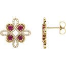 Buy 14 Karat Yellow Gold Ruby & 0.25 Carat Diamond Earrings