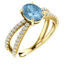 Genuine 14 Karat Yellow Gold Sky Blue Topaz & 0.33 Carat Diamond Ring