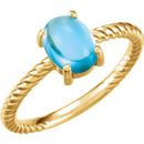 Buy 14 Karat Yellow Gold Swiss Blue Topaz Cabochon Ring