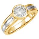 14 KT Yellow Gold & White 6.5mm Round Forever Classic Moissanite Solitaire Engagement Ring
