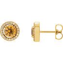 14 Karat Yellow Gold Sapphire & 0.12 Carat Diamond Earrings