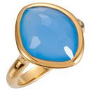 18 KT Vermeil 15x11x6mm Blue Chalcedony Ring Size 8 with Box