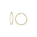 Natural Diamond Earrings in 18 Karat Yellow Gold 1/2 Carat Diamond Inside-Outside 31 mm Hoop Earrings