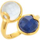 18 KT Yellow Vermeil Kyanite & Blue Chalcedony Ring Size 6