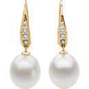 18 KT Yellow South Sea Cultured Pearl & 1/3 CTW Diamond Earrings
